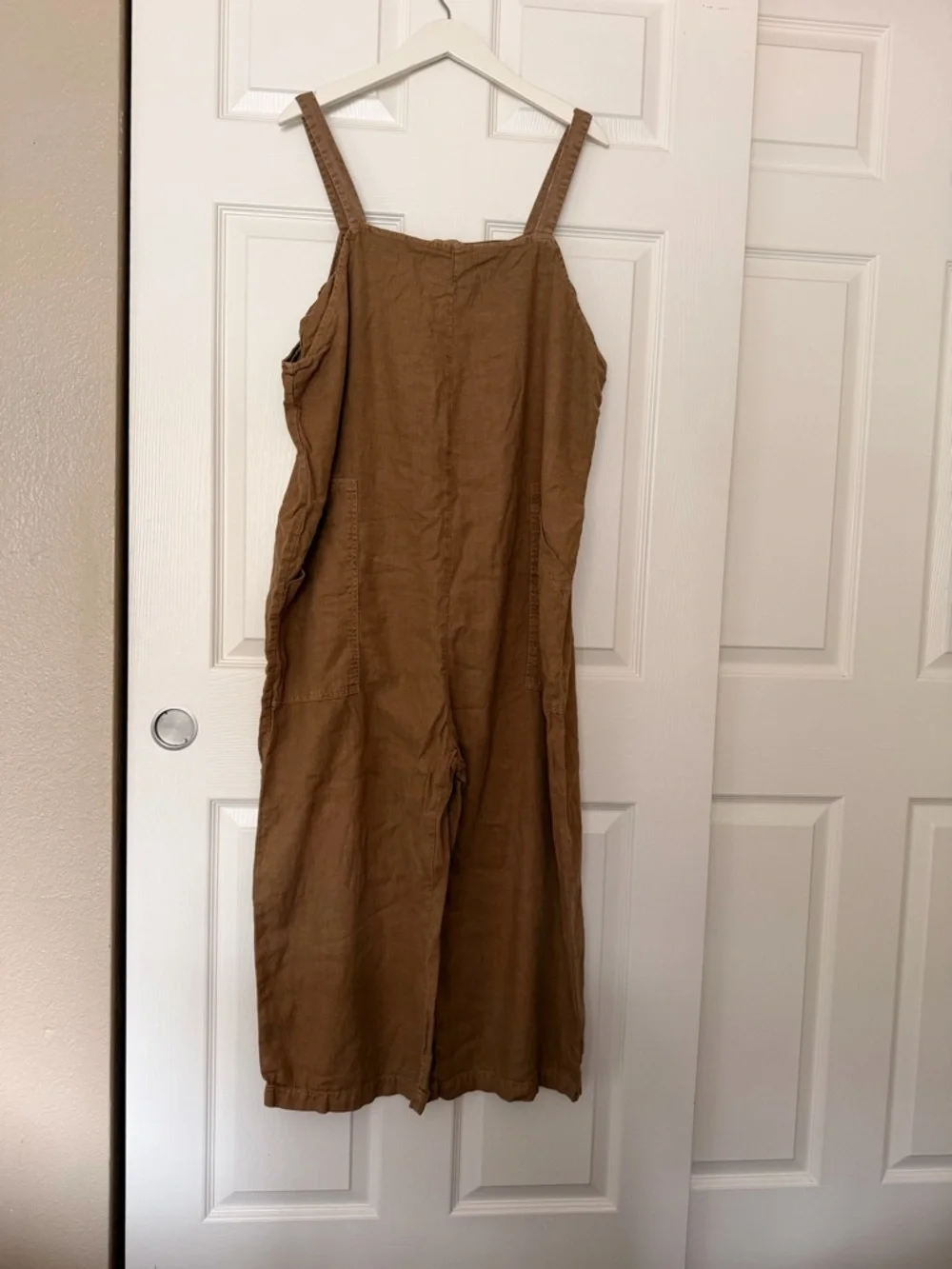 Universal Thread Cotton-Look Tan Wide-Leg Jumpsuit - Picture 2 of 6